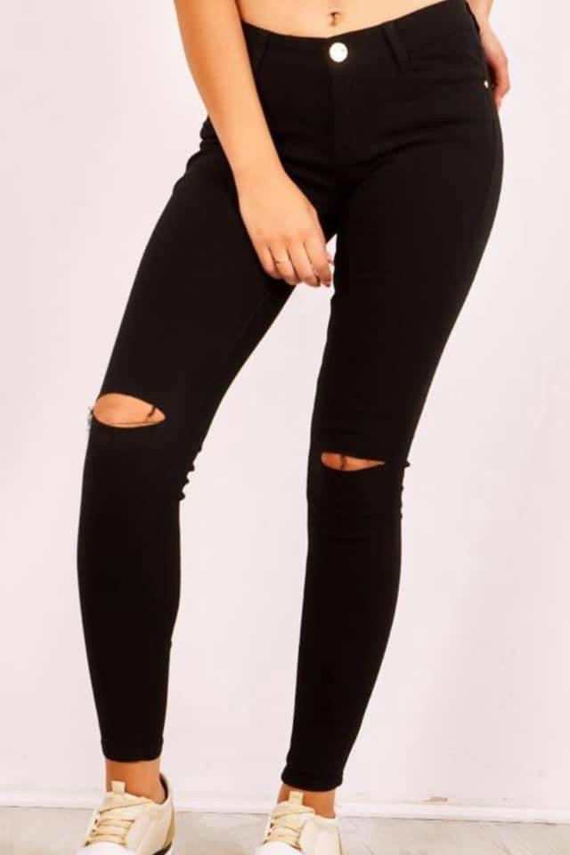 SKINNY KNEE SLIT JEANS