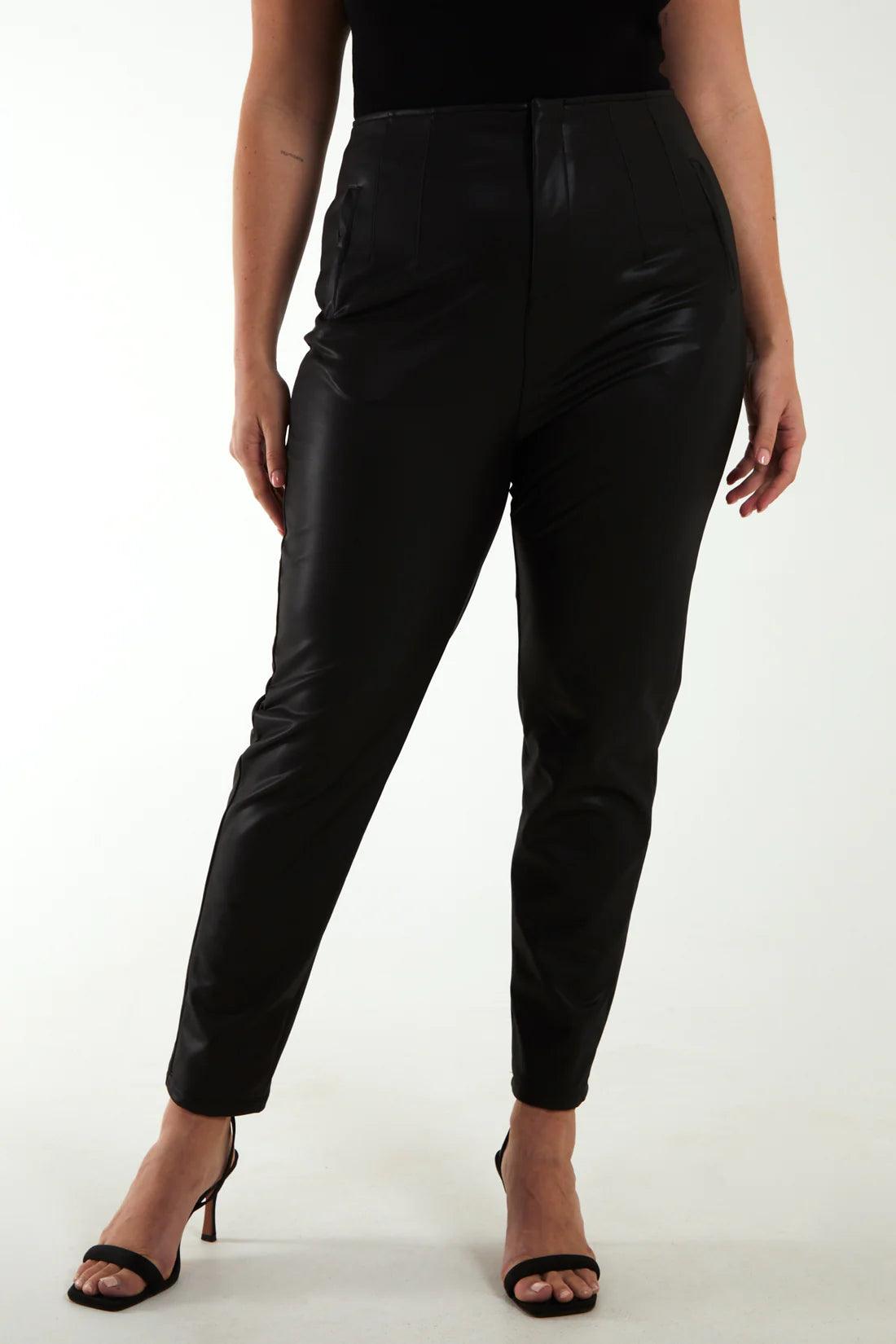 FAUX LEATHER TAILORED TROUSERS