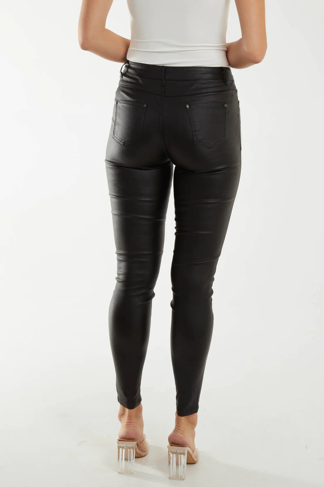 FAUX LEATHER SKINNY JEANS