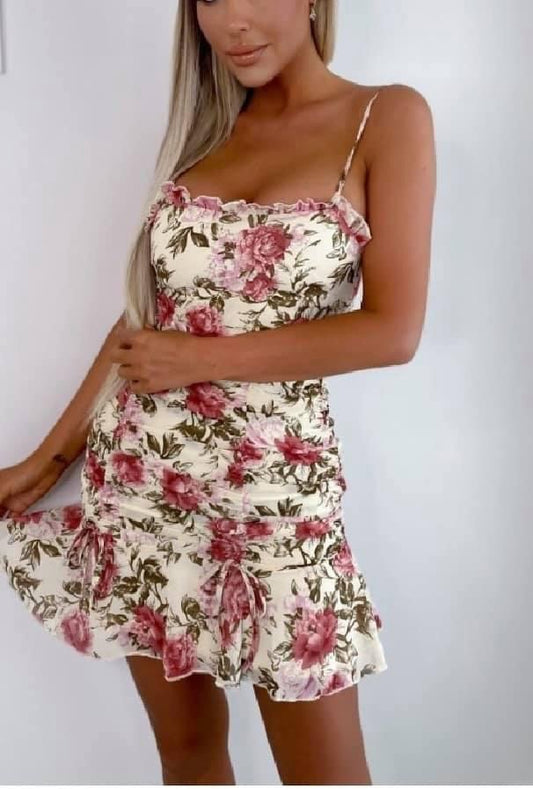 RUFFLE DETAIL FLORAL DRESS