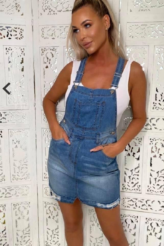 DENIM PINAFORE DRESS