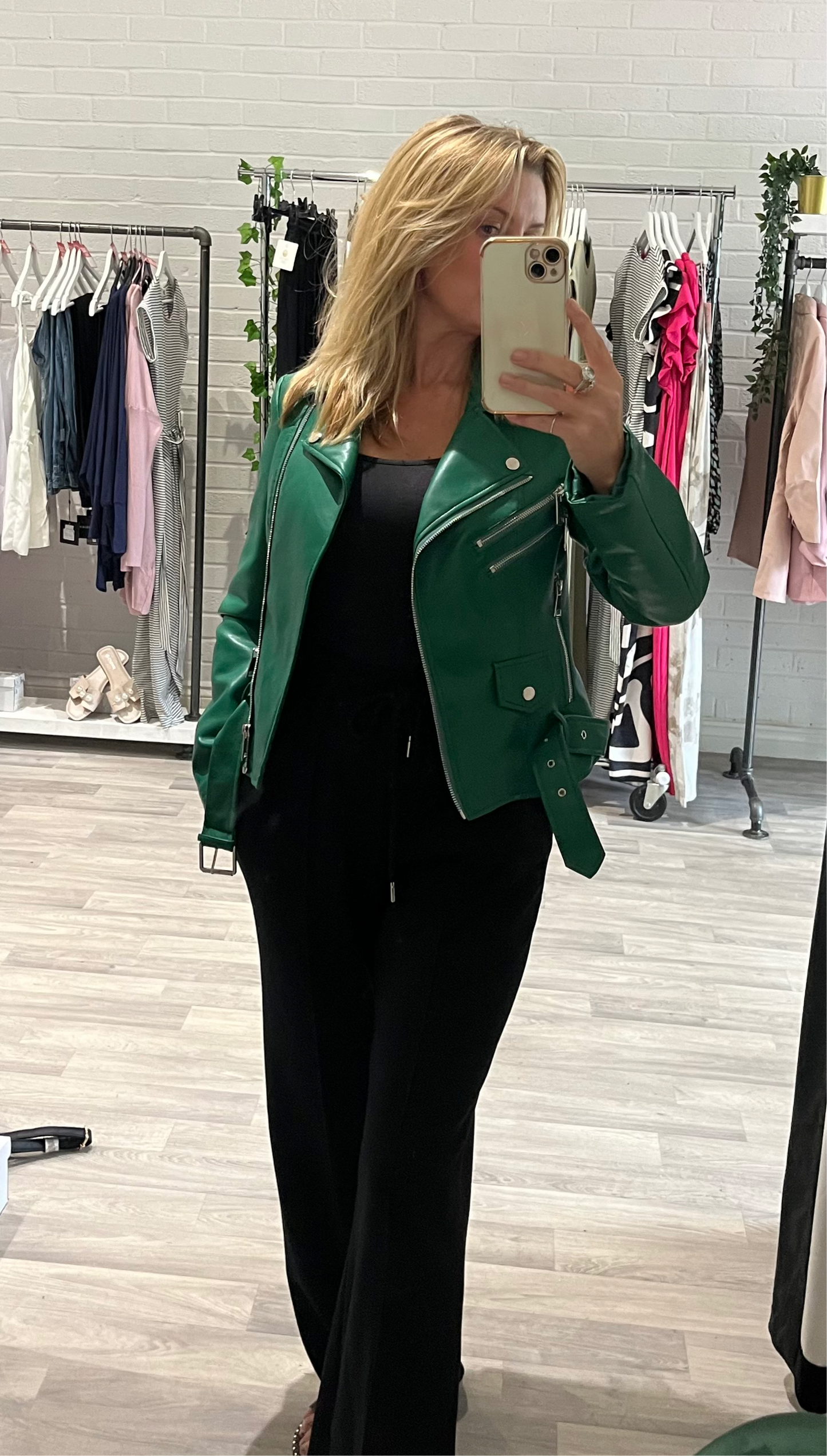 FAUX LEATHER CROPPED JACKET