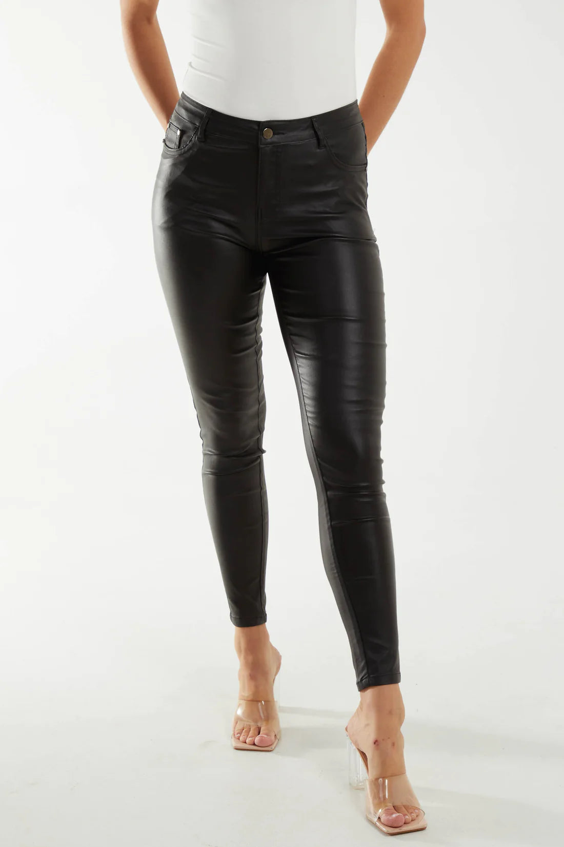 FAUX LEATHER SKINNY JEANS