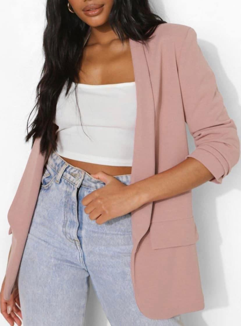 RUCHED SLEEVE BLAZER