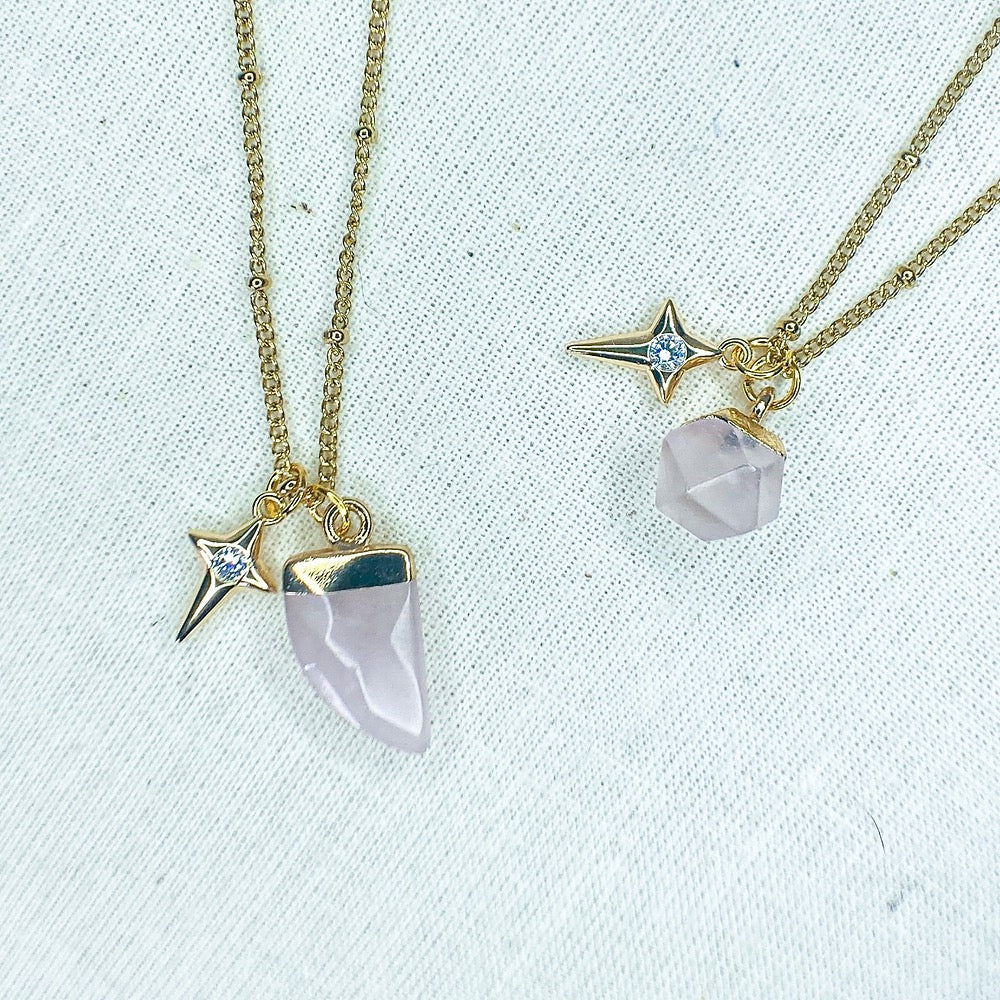 SHE IS - ROSE QUARTZ DUO KNECKLACE