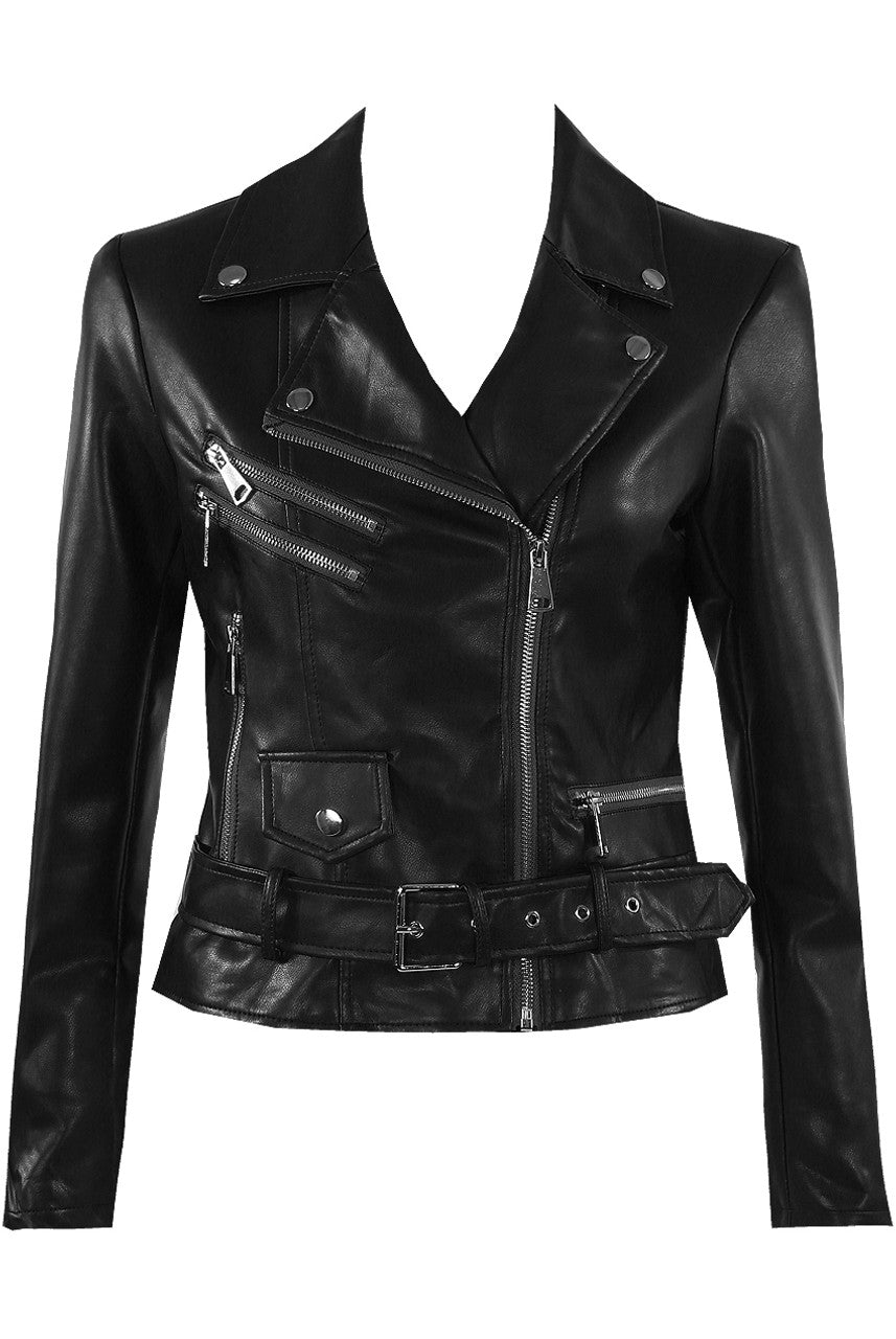 FAUX LEATHER CROPPED JACKET